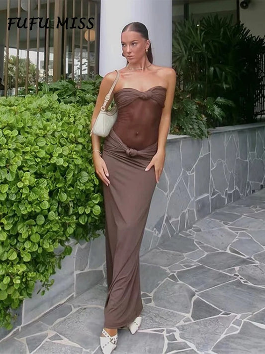 Satin Muse Knotted Maxi Dress