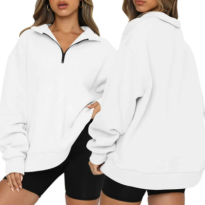 Loose Zip-Collar Hoodie Sweatshirt