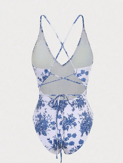 V-Neck Backless Swimsuit