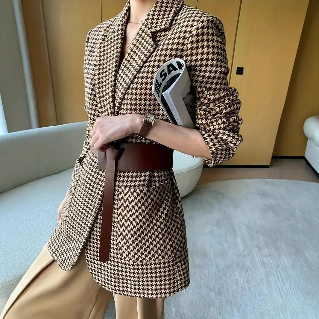 Classic Plaid Woolen Suit Jacket