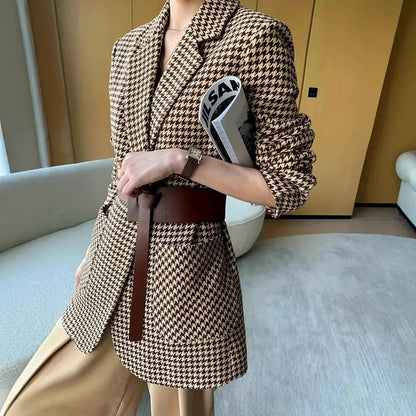 Classic Plaid Woolen Suit Jacket