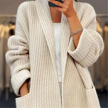 Thick V-Neck Knit Open Cardigan
