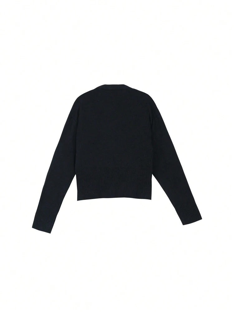 Elegant Metal-Buckle Knit Cardigan