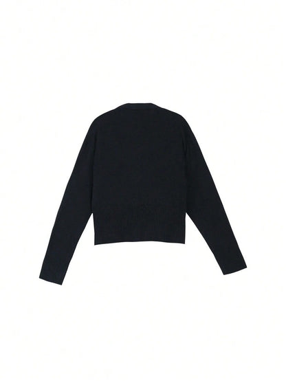 Elegant Metal-Buckle Knit Cardigan