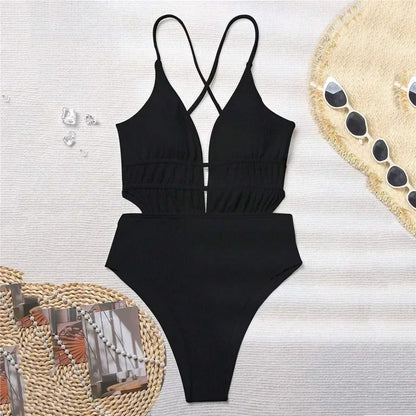 Black Ribbed One-Piece