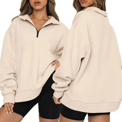 Loose Zip-Collar Hoodie Sweatshirt