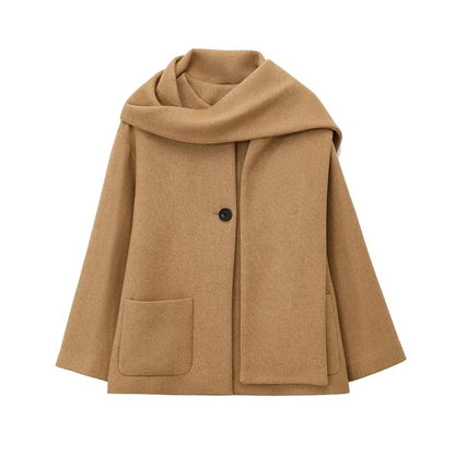 INS Scarf-Detail Round-Neck Winter Warm Coat