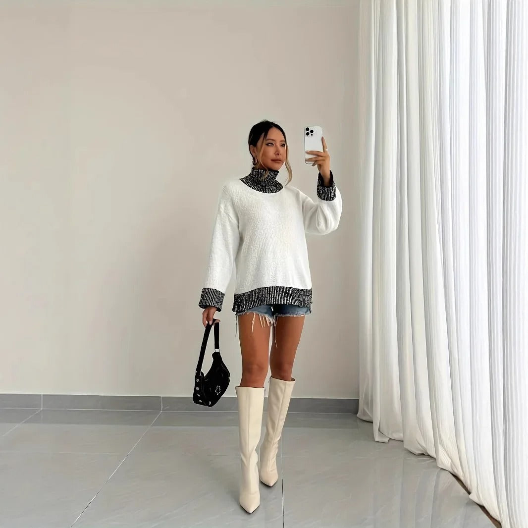 Cozy Half High Collar Long Sweater