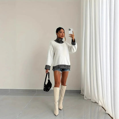 Cozy Half High Collar Long Sweater