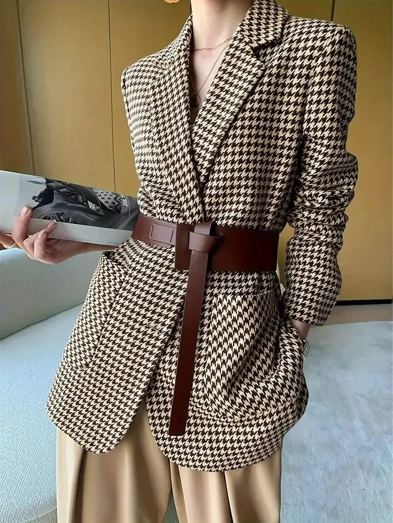 Classic Plaid Woolen Suit Jacket