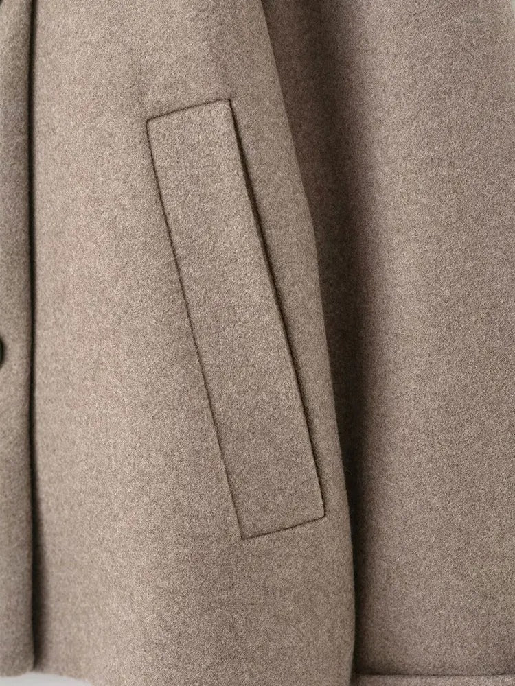 Stand-Collar Single-Breasted Short Coat