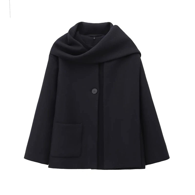 INS Scarf-Detail Round-Neck Winter Warm Coat