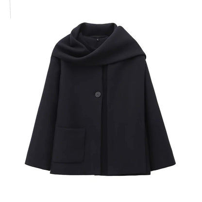 INS Scarf-Detail Round-Neck Winter Warm Coat