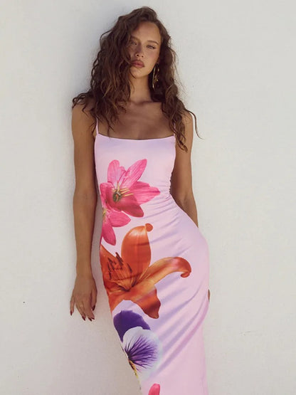 Floral Dream Spaghetti Strap Midi