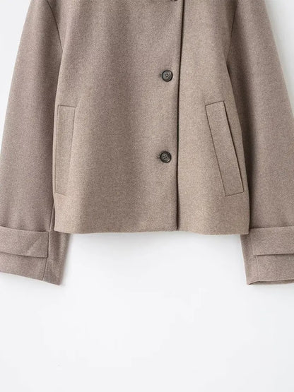 Stand-Collar Single-Breasted Short Coat