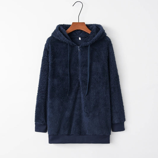 Trendy Solid Hooded Sweater Coat