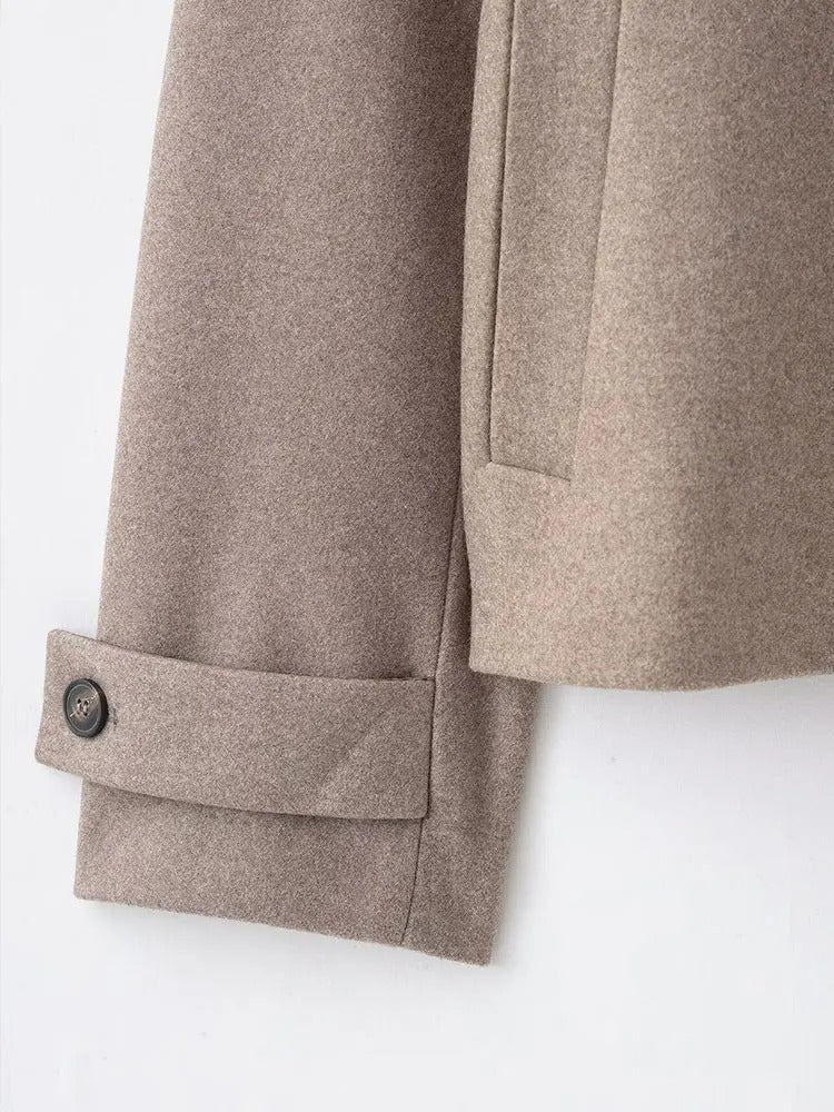 Stand-Collar Single-Breasted Short Coat
