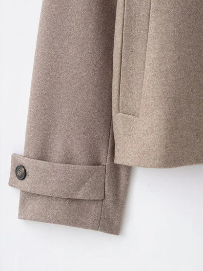 Stand-Collar Single-Breasted Short Coat