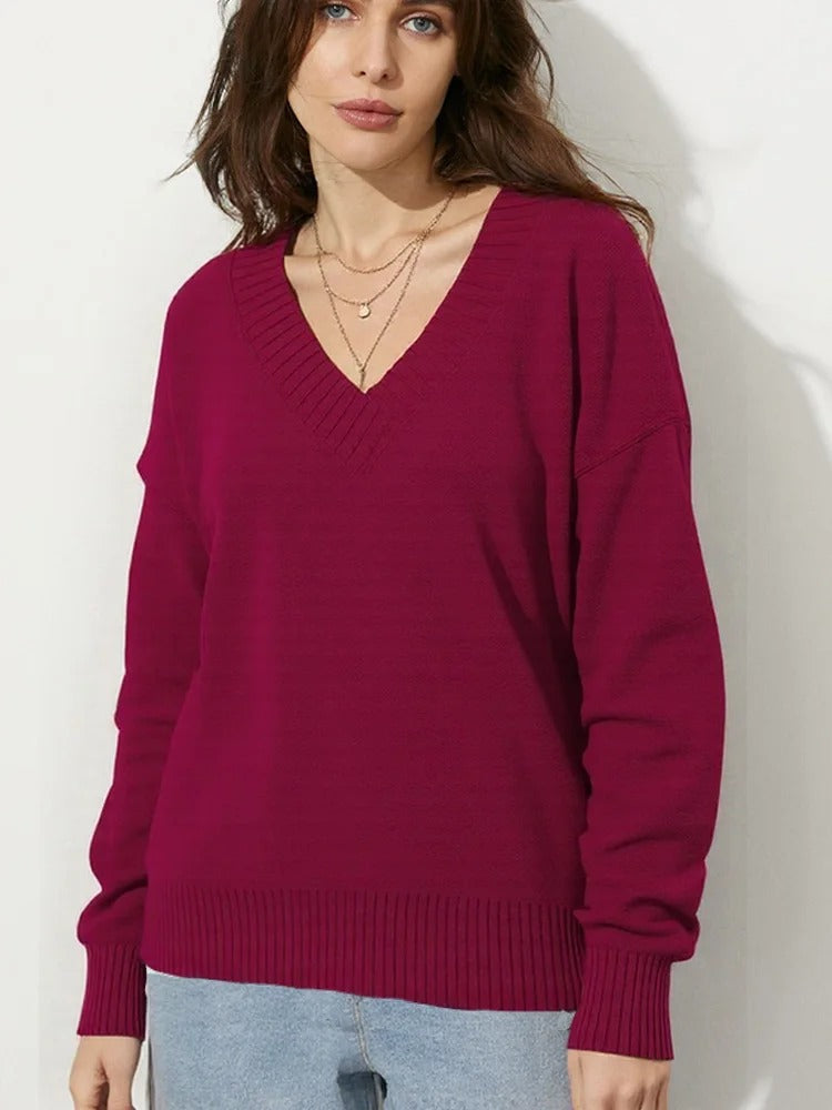 Cozy V-Neck Knit Pullover