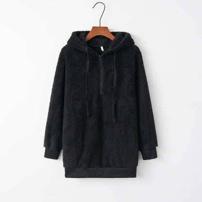 Trendy Solid Hooded Sweater Coat