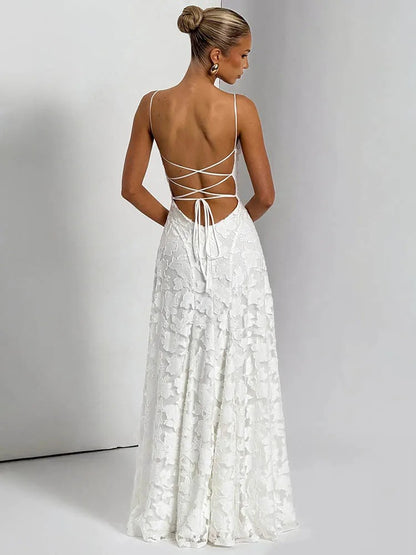 Backless Lace-Up Gown