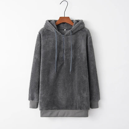 Trendy Solid Hooded Sweater Coat