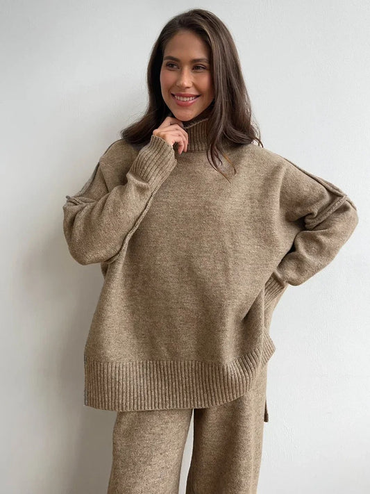 Cozy Turtleneck Knit Sweater & Pants Set