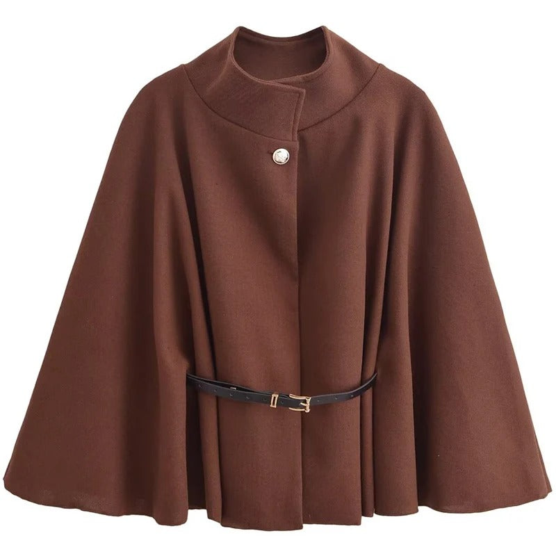Oversized Belted Bat-Sleeve Jacket