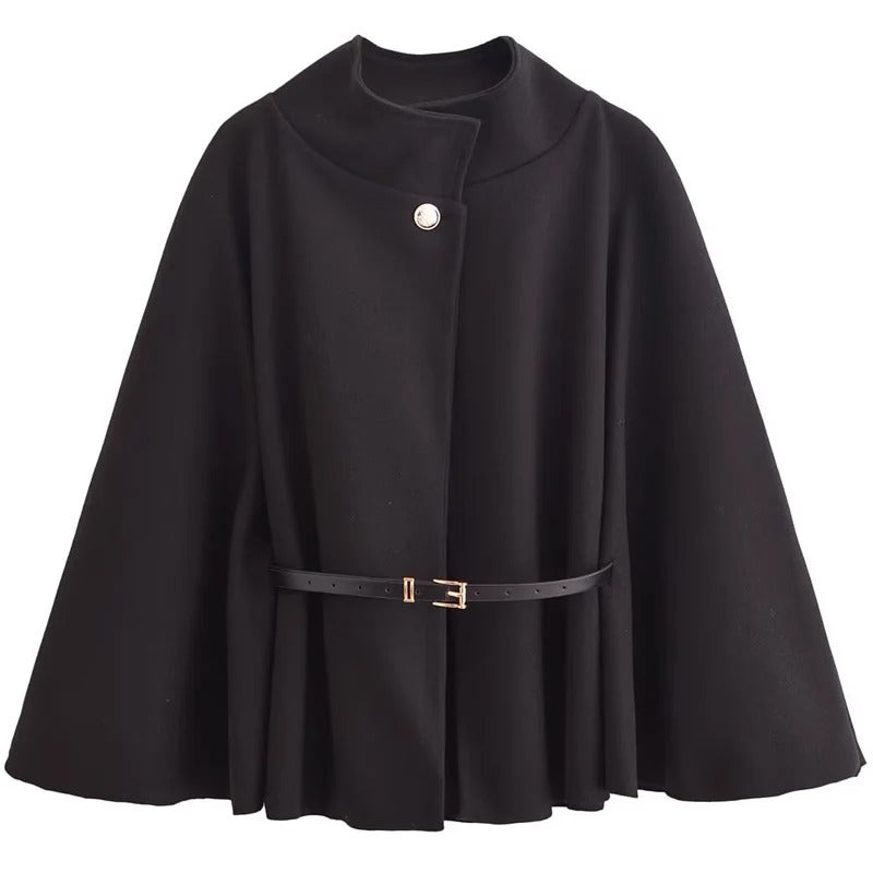 Oversized Belted Bat-Sleeve Jacket