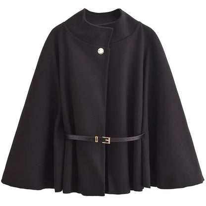 Oversized Belted Bat-Sleeve Jacket