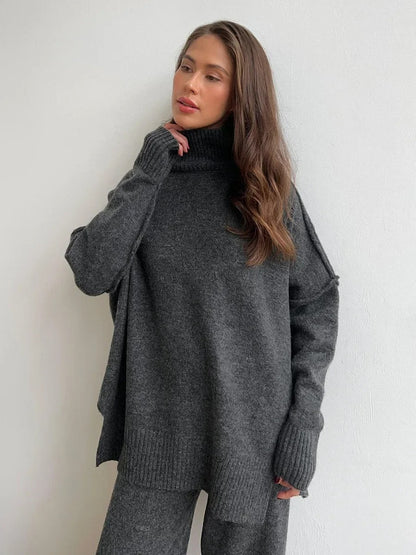 Cozy Turtleneck Knit Sweater & Pants Set