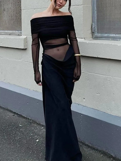 One Shoulder Mesh Dress