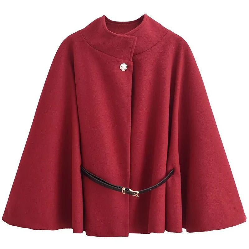 Oversized Belted Bat-Sleeve Jacket