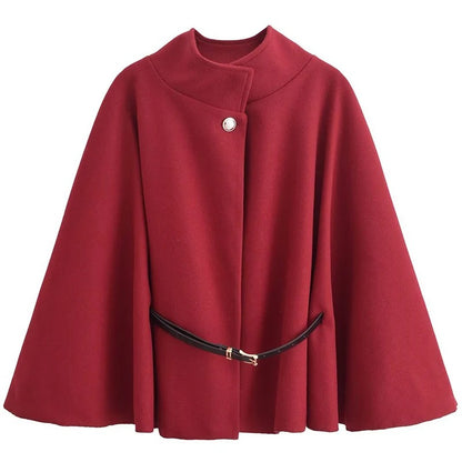 Oversized Belted Bat-Sleeve Jacket